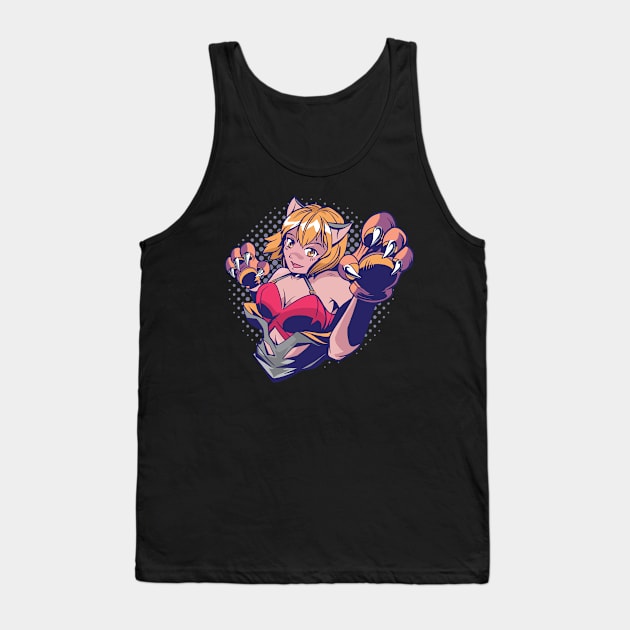 Anime cat Girl with Paws Tank Top by schmomsen